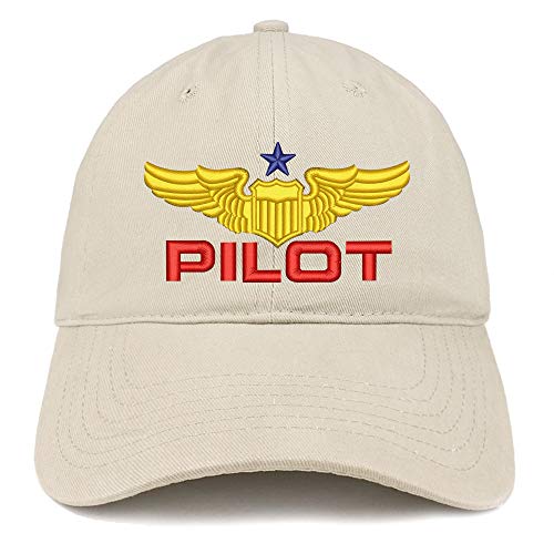 Trendy Apparel Shop Pilot Embroidered Soft Crown 100% Brushed Cotton Cap