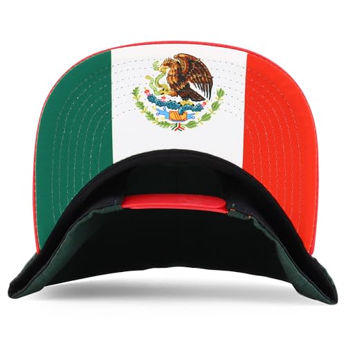 Trendy Apparel Shop 6 Panel Structured Mexico Eagle Flat Bill Snapback Baseball Cap