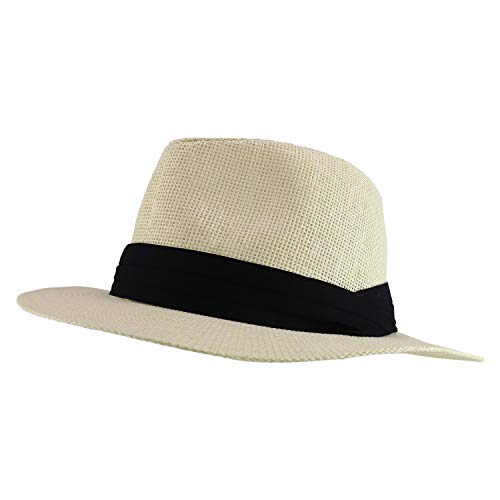 Trendy Apparel Shop Men's Paper Woven Flat Brim Summer Fedora Hat