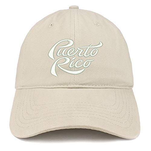 Trendy Apparel Shop Puerto Rico Script Embroidered Soft Crown 100% Brushed Cotton Cap
