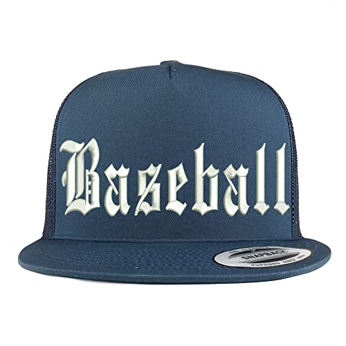 Trendy Apparel Shop Old English Baseball 5 Panel Flatbill Trucker Cap