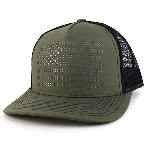 Trendy Apparel Shop USA Laser Punching Flag 5 Panel Trucker Mesh Baseball Cap