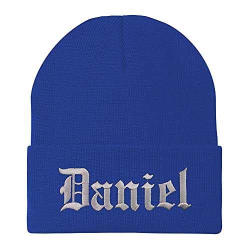 Trendy Apparel Shop Daniel Old English Embroidered Long Cuff Beanie