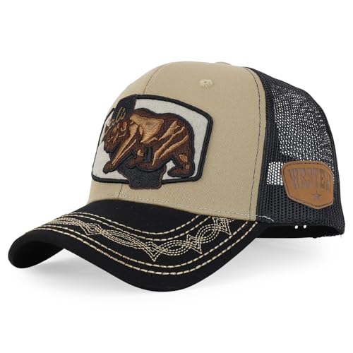 Trendy Apaprel Shop Cali Bear Embroidered Western Trucker Cap