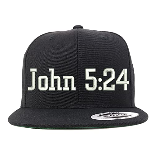 Trendy Apparel Shop John 5:24 Embroidered Flatbill Snapback