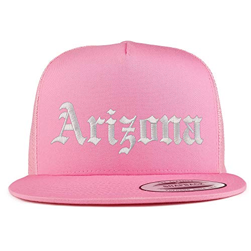 Trendy Apparel Shop Arizona State Old English 5 Panel Flatbill Trucker Mesh Cap