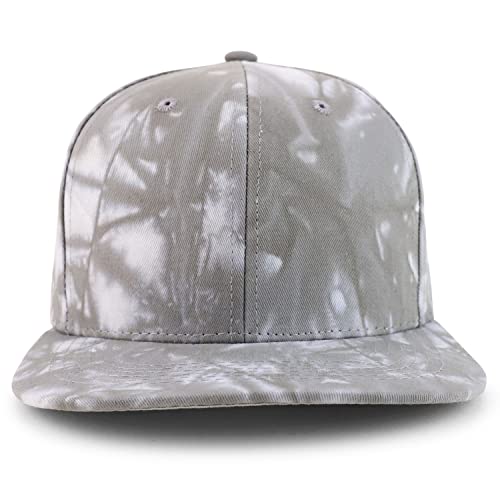 Trendy Apparel Shop Plain 100% Cotton Tie Dye Fabric Pattern Flatbill Snapback Baseball Cap