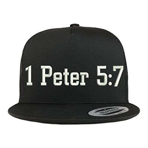 Trendy Apparel Shop 1 Peter 5:7 5 Panel Flatbill Trucker Cap