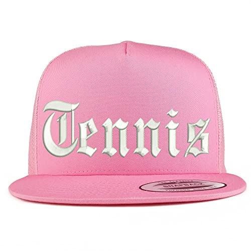 Trendy Apparel Shop Old English Tennis 5 Panel Flatbill Trucker Cap