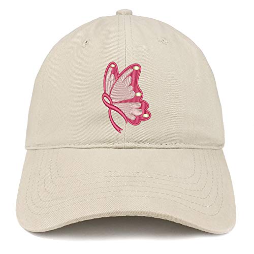 Trendy Apparel Shop Fight Cancer Butterfly Embroidered Cotton Dad Hat