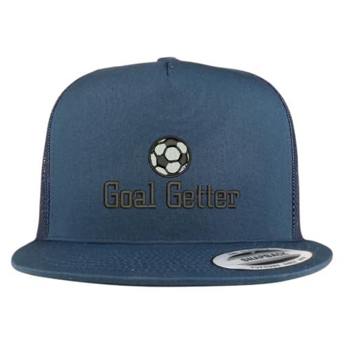 Trendy Apparel Shop Soccer Goal Getter Embroidered 5 Panel Flatbill Trucker Mesh Cap
