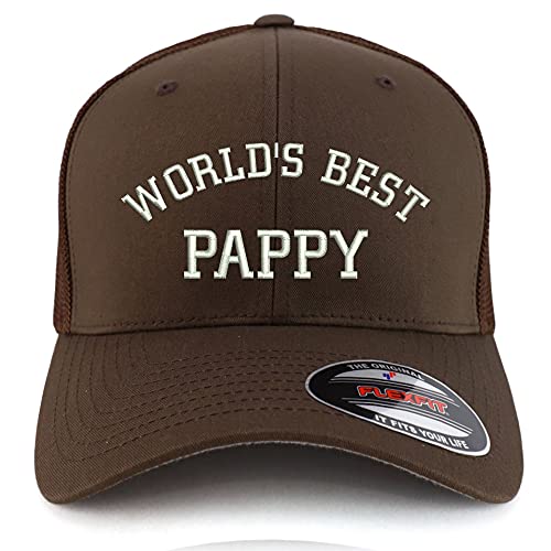 Trendy Apparel Shop Oversized XXL World's Greatest Grandpa Embroiderd Structured Fitted Trucker Mesh Cap