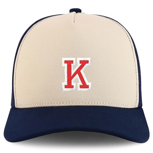 Trendy Apparel Shop Letter K Varsity Font 5 Panel Structured Trucker Cap