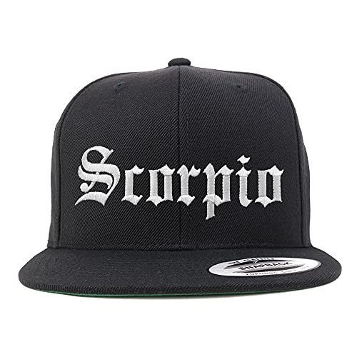 Trendy Apparel Shop Scorpio Old English Embroidered Flatbill Snapback