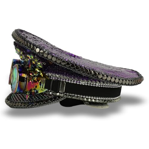 Trendy Apparel Shop Festival Party Sparkly Sequin Rhinestone Captain Hat