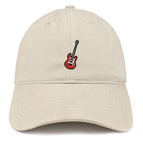 Trendy Apparel Shop Electric Guitar Embroidered Soft Crown 100% Brushed Cotton Cap
