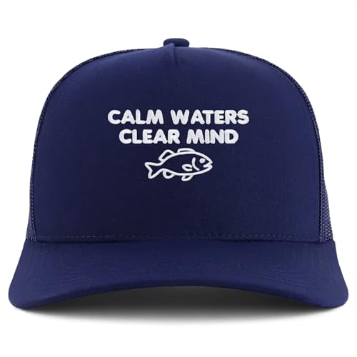 Trendy Apparel Shop Calm Waters Clear Mind Embroidered 5 Panel Snapback Trucker Cap