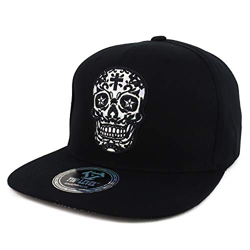 Trendy Apparel Shop High Frequency Skull Patch Flatbill Snapback Hat