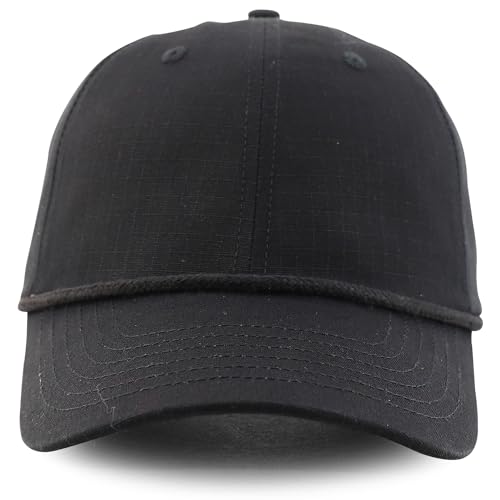 Trendy Apparel Shop Unstructured 6 Panel Rope Trim Cotton Ripstop Ball Cap