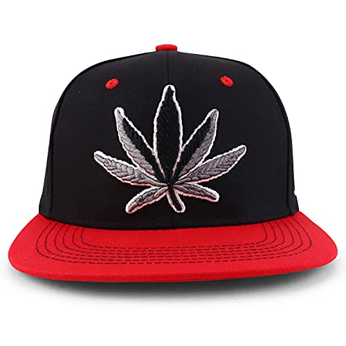 Trendy Apparel Shop Large Marijuana Leaf Flatbill Snapback Baseball Cap