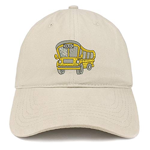 Trendy Apparel Shop School Bus Embroidered Soft Crown 100% Brushed Cotton Cap