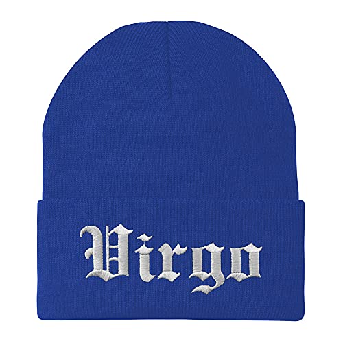 Trendy Apparel Shop Virgo Old English Embroidered Long Cuff Beanie