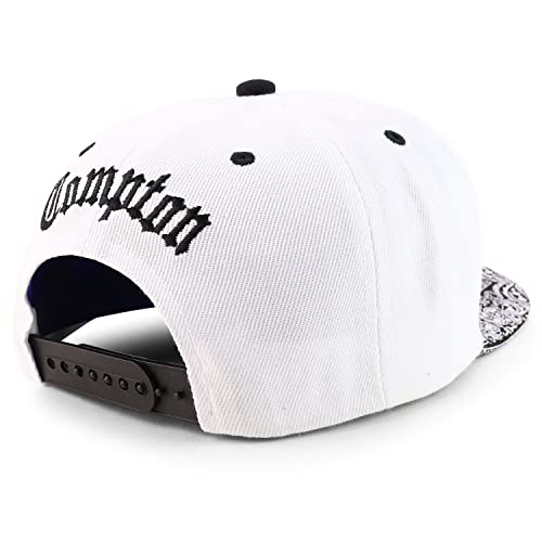 Trendy Apparel Shop Compton Old English Font Embroidered Bandana Flatbill Cap