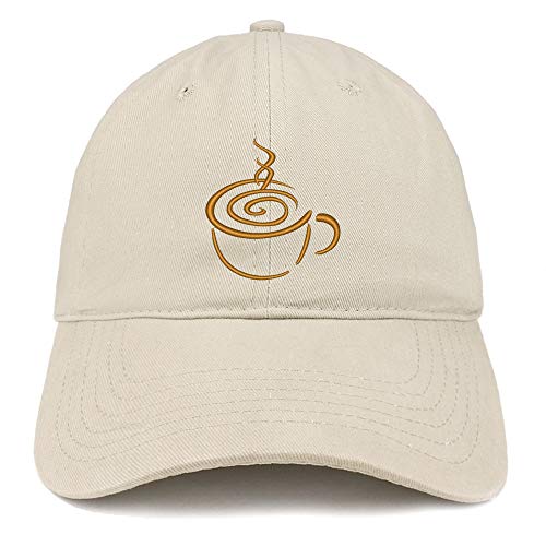 Trendy Apparel Shop Coffee Cup Embroidered Soft Crown 100% Brushed Cotton Cap