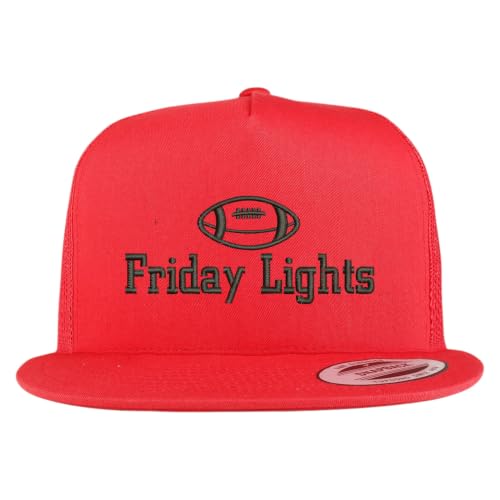 Trendy Apparel Shop Football Friday Lights Embroidered 5 Panel Flatbill Trucker Mesh Cap