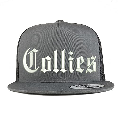 Trendy Apparel Shop Old English Collies 5 Panel Flatbill Trucker Cap