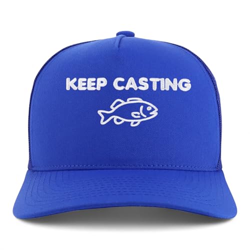 Trendy Apparel Shop Keep Casting Embroidered 5 Panel Snapback Trucker Cap