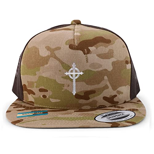 Trendy Apparel Shop Presbyterian Cross Embroidered 5 Panel Flatbill Trucker Cap