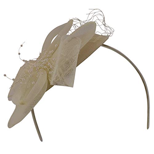 Trendy Apparel Shop Small Pearl Decorated Netting Felt Fascinators Headband