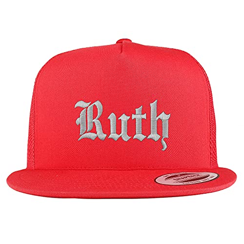 Trendy Apparel Shop Ruth Old English 5 Panel Flatbill Trucker Cap