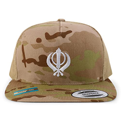 Trendy Apparel Shop Sikhism Embroidered 5 Panel Flatbill Trucker Cap