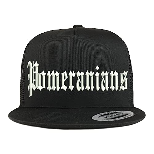 Trendy Apparel Shop Old English Pomeranians 5 Panel Flatbill Trucker Cap