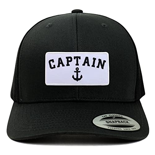 Trendy Apparel Shop Captain Anchor Patch 6 Panel Retro Baseball Mesh Cap