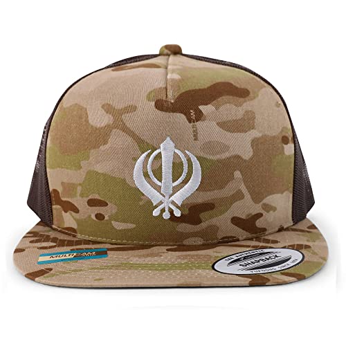 Trendy Apparel Shop Sikhism Embroidered 5 Panel Flatbill Trucker Cap