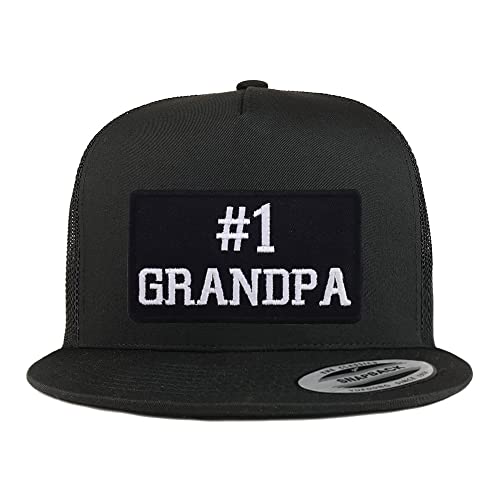 Trendy Apparel Shop Number 1 Grandpa Patch 5 Panel Flatbill Baseball Cap