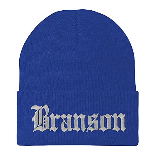 Trendy Apparel Shop Branson Old English Embroidered Long Cuff Beanie