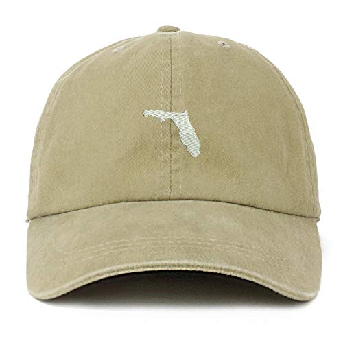 Trendy Apparel Shop XXL Florida State Embroidered Unstructured Washed Pigment Dyed Baseball Cap