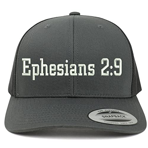 Trendy Apparel Shop Ephesians 2:9 6 Panel Trucker Mesh Cap