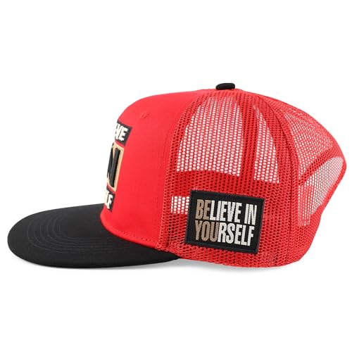 Trendy Apparel Shop Believe in Yourself 3D Embroidered Flat Bill Snapback Trucker Cap
