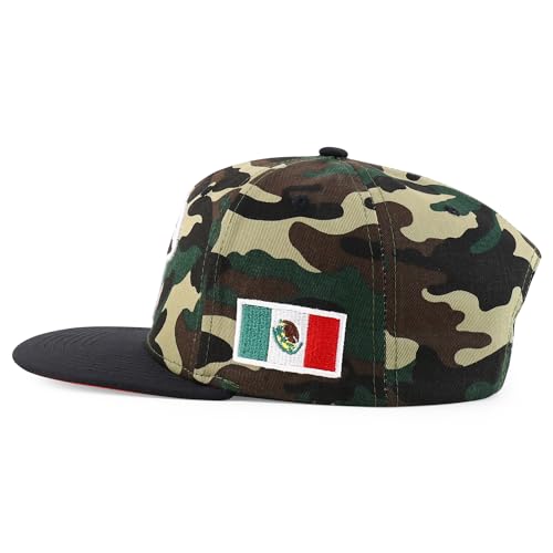 Trendy Apparel Shop 6 Panel Structured Mexico Eagle Flat Bill Snapback Baseball Cap