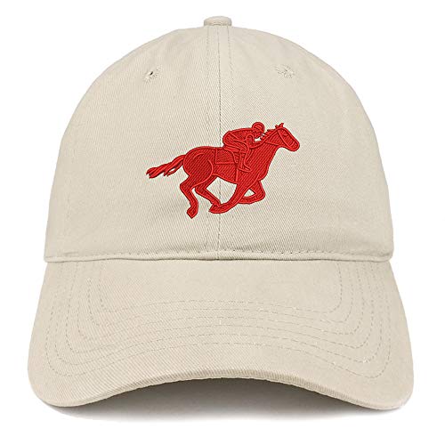 Trendy Apparel Shop Horse and Jockey Embroidered Soft Crown 100% Brushed Cotton Cap