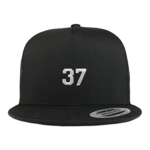 Trendy Apparel Shop Small Number 37 Embroidered 5 Panel Flatbill Trucker Cap