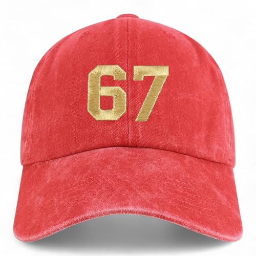 Trendy Apparel Shop Number 67 Gold Thread Embroidered Pigment Dyed Cotton Baseball Cap