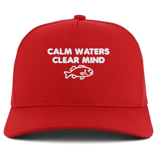 Trendy Apparel Shop Calm Waters Clear Mind Embroidered 5 Panel Snapback Trucker Cap