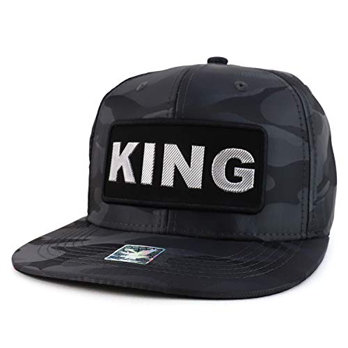 Trendy Apparel Shop King High Frequency Leather Patch Flatbill Baseball Cap