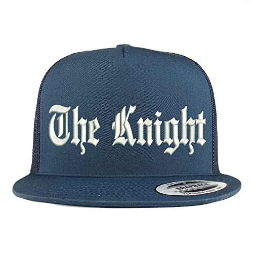 Trendy Apparel Shop The Knight Old English Embroidered 5 Panel Flatbill Trucker Cap